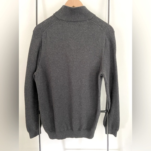 Tasso Elba 1/4 zip Charcoal Textured Waffle Weave Sweater Medium - Picture 3 of 4
